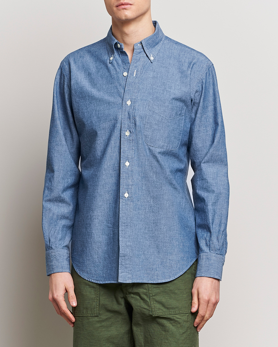 Herren | Kategorie | Kamakura Shirts | Vintage Ivy Chambray Button Down Shirt Blue