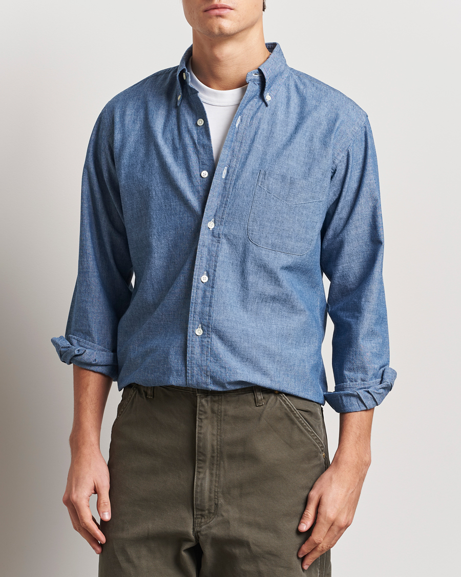 Herren | Hemden | Kamakura Shirts | Vintage Ivy Chambray Button Down Shirt Blue