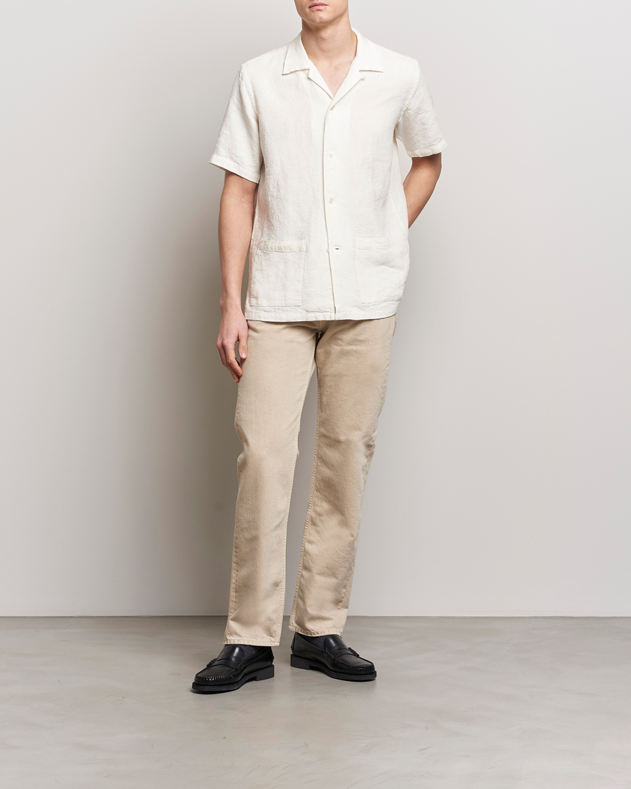 Herren | Hemden | Kamakura Shirts | Vintage Ivy Heavy Linen Beach Shirt White