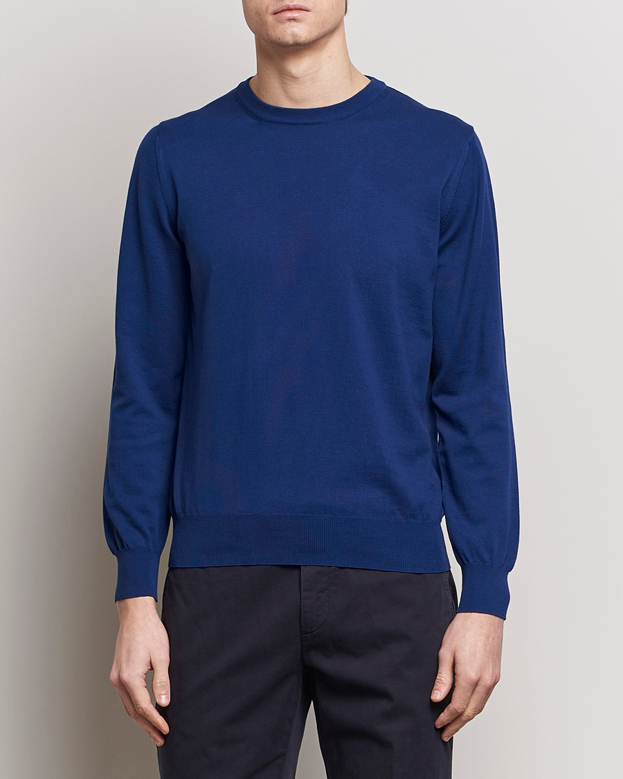 Herren | Kleidung | Canali | Cotton Crew Neck Pullover Royal Blue