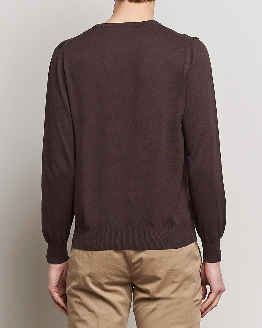 Herren | Pullover | Canali | Cotton Crew Neck Pullover Dark Brown