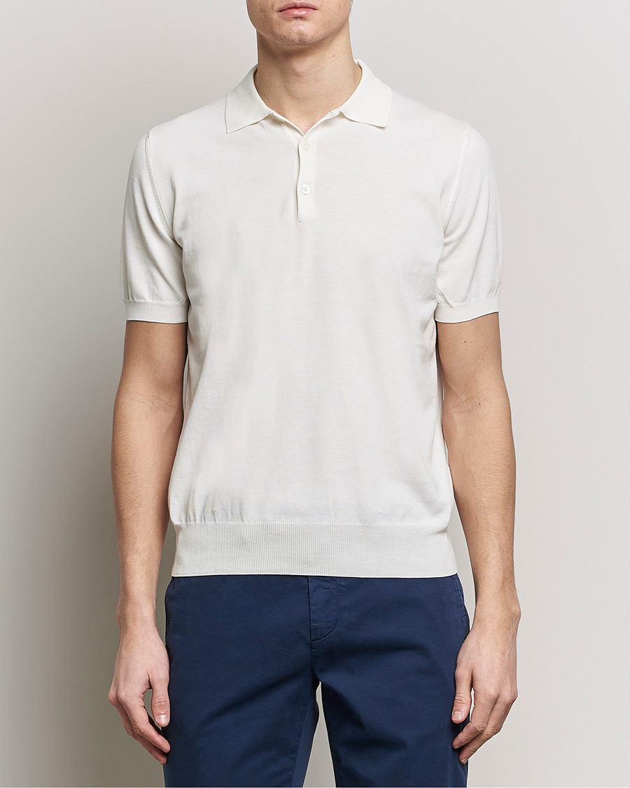 Herren | Italian Department | Canali | Cotton Short Sleeve Polo White