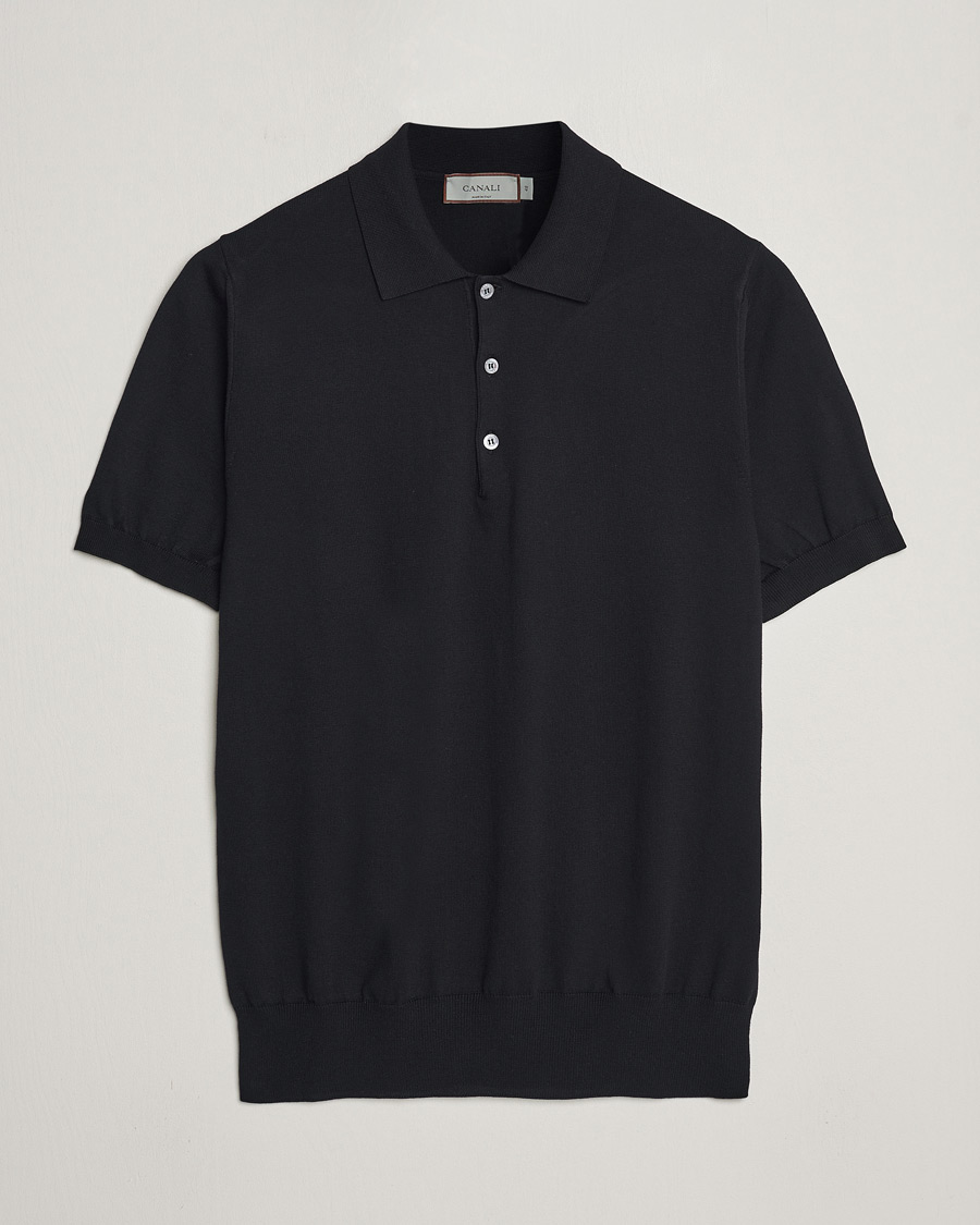 Herren | Poloshirts | Canali | Cotton Short Sleeve Polo Black