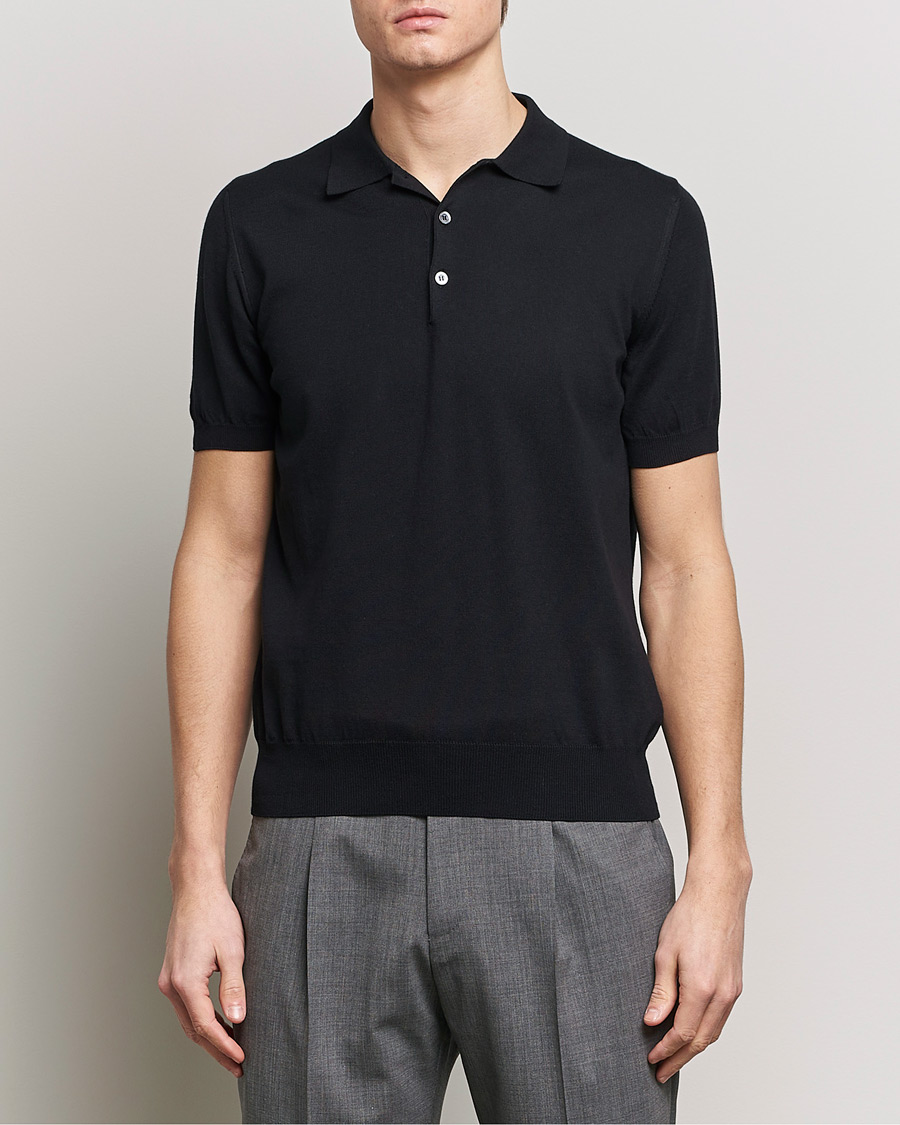 Herren | Kleidung | Canali | Cotton Short Sleeve Polo Black