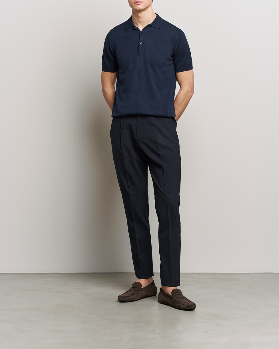 Herren | Poloshirts | Canali | Cotton Short Sleeve Polo Navy