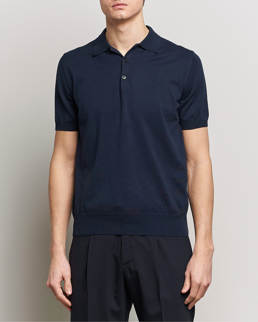 Herren | Kleidung | Canali | Cotton Short Sleeve Polo Navy