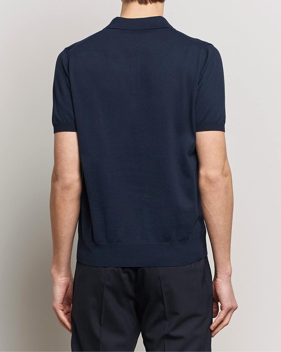 Herren | Poloshirts | Canali | Cotton Short Sleeve Polo Navy