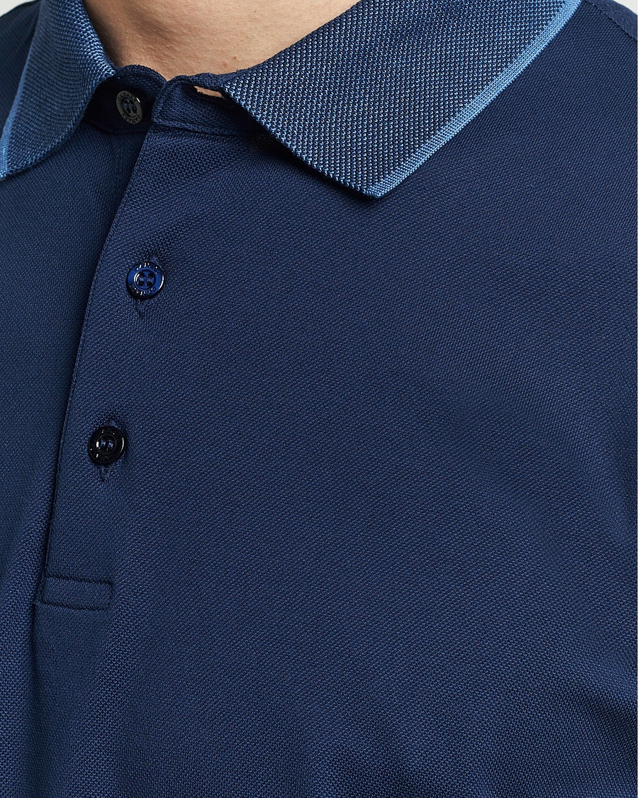 Herren | Poloshirts | Canali | Contrast Collar Short Sleeve Polo Dark Blue