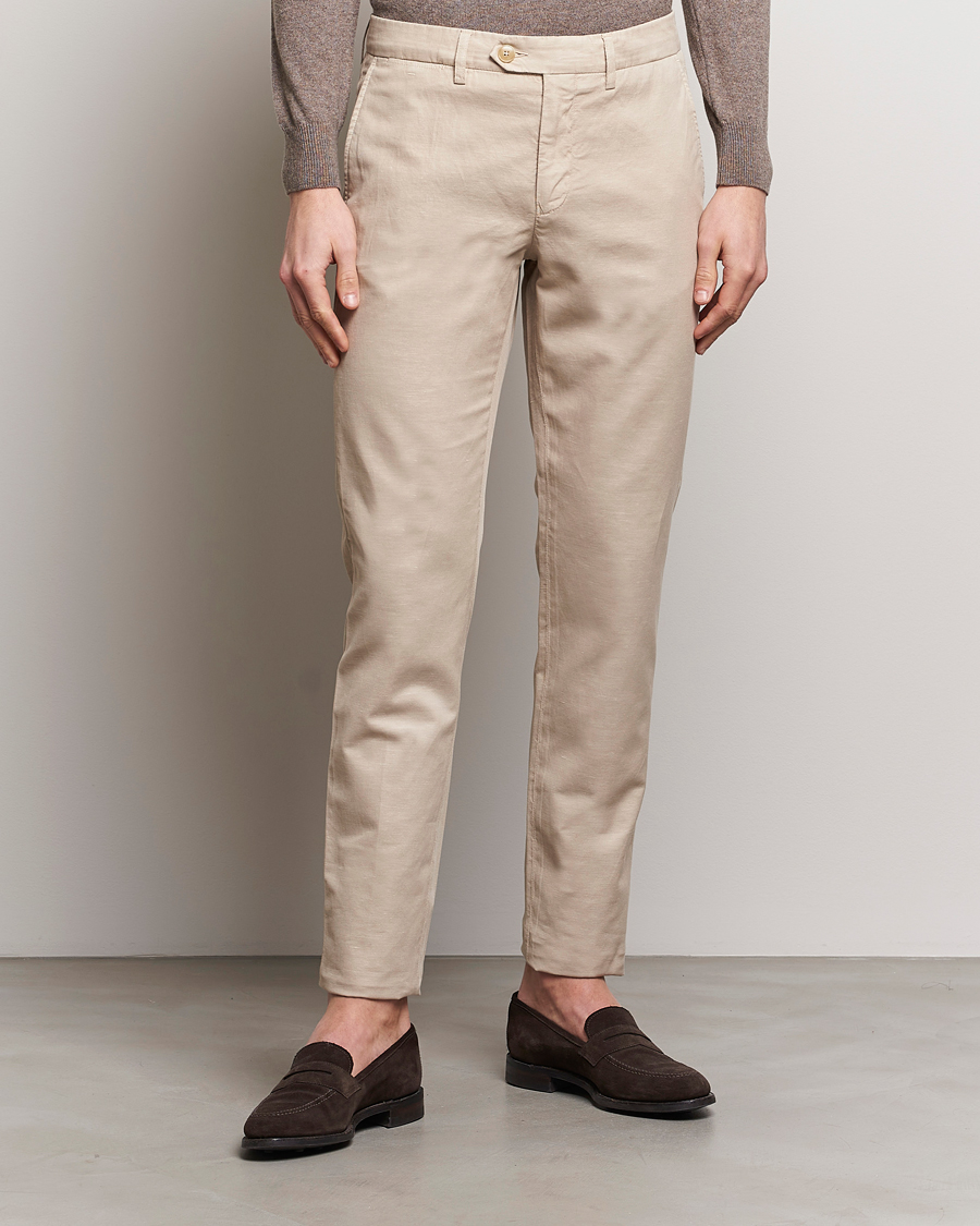 Herren | The Linen Lifestyle | Canali | Cotton/Linen Trousers Light Beige