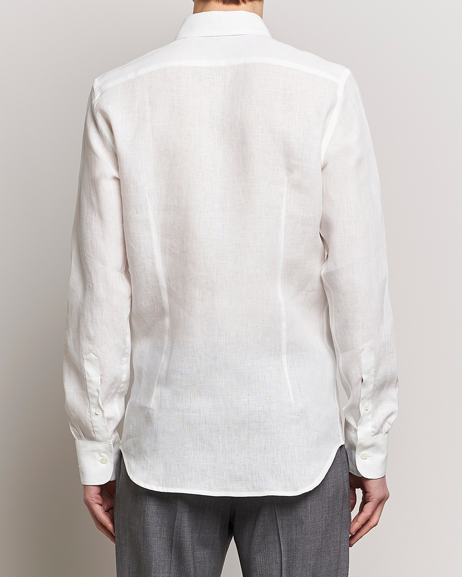 Herren | Hemden | Canali | Slim Fit Linen Sport Shirt White