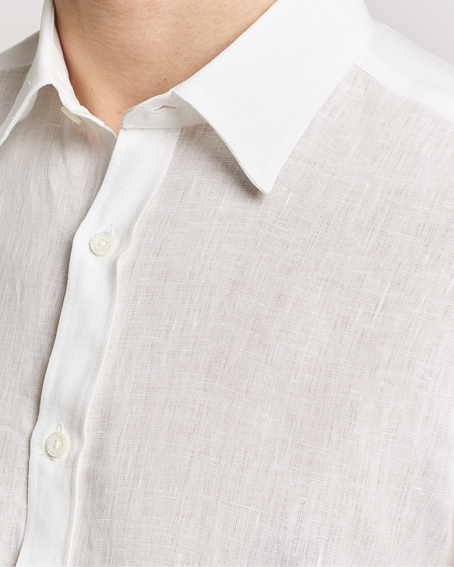 Herren | Hemden | Canali | Slim Fit Linen Sport Shirt White