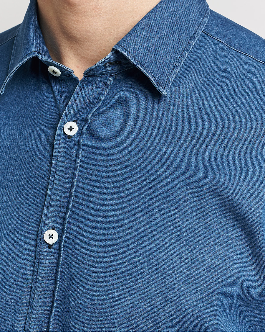 Herren | Hemden | Canali | Slim Fit Denim Shirt Medium Washed