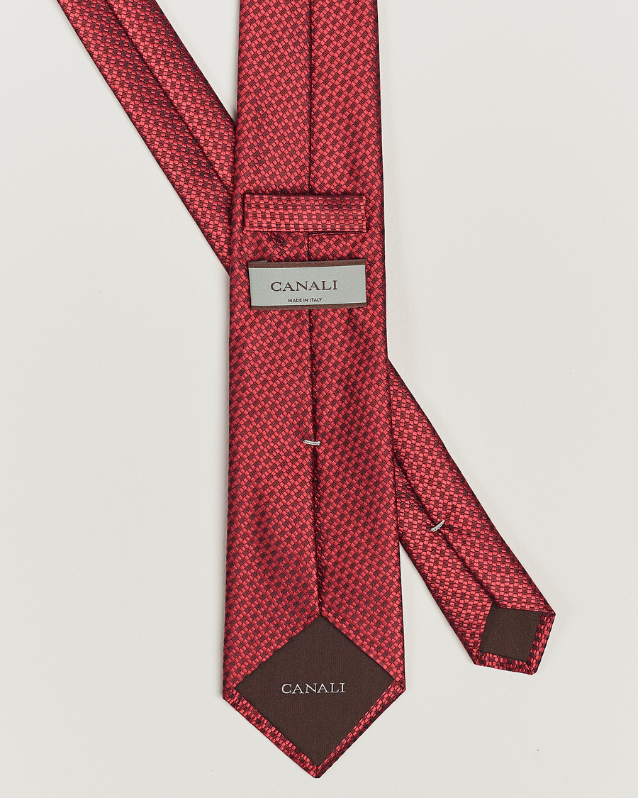 Herren | Canali Microstructure Silk Tie Red | Canali | Microstructure Silk Tie Red