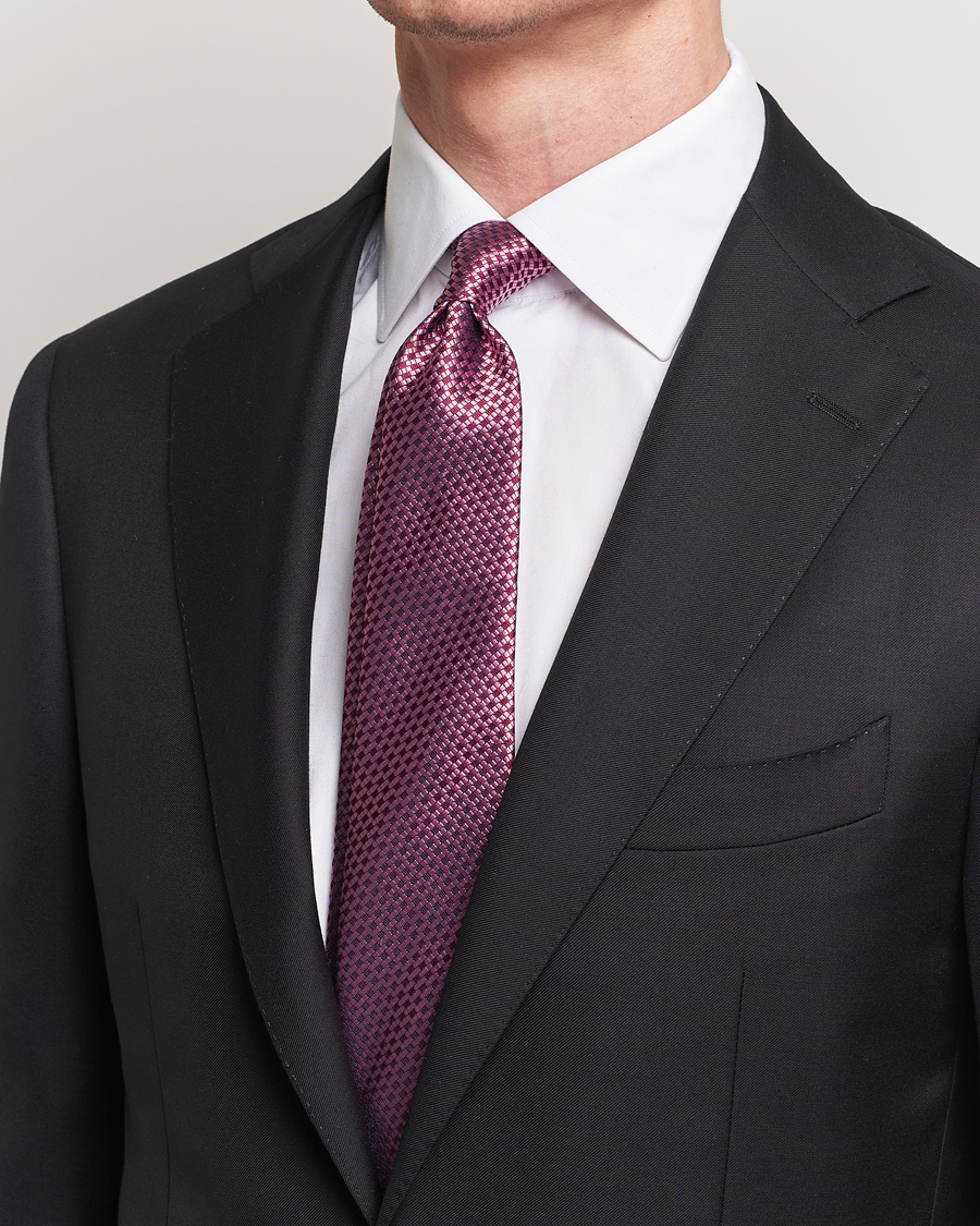 Herren | Canali Microstructure Silk Tie Pink | Canali | Microstructure Silk Tie Pink