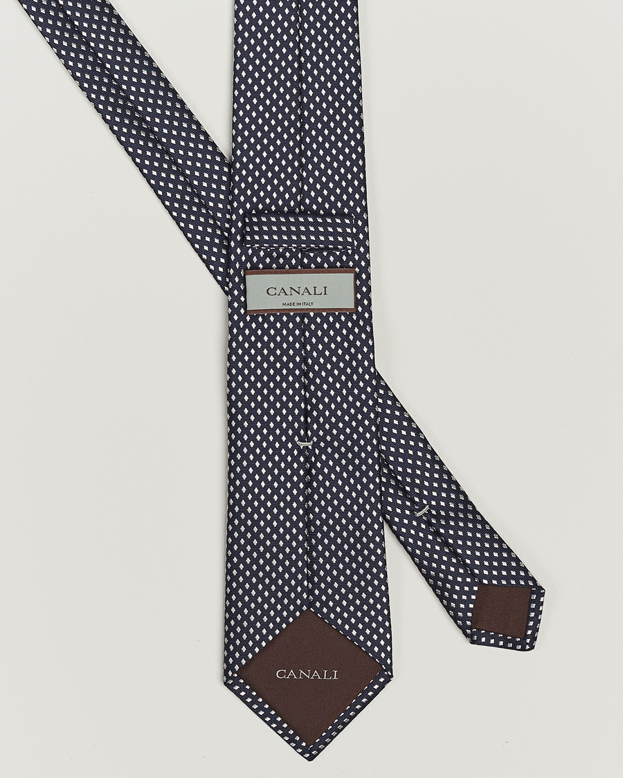 Herren | Canali Micro Dot Silk Tie Navy | Canali | Micro Dot Silk Tie Navy