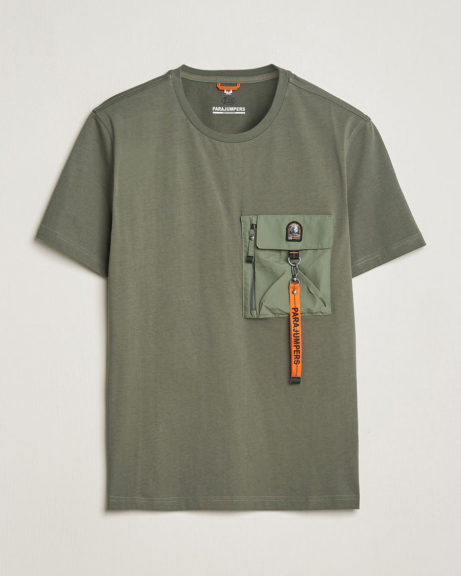 Herren | T-Shirts | Parajumpers | Mojave Pocket Crew Neck T-Shirt Thyme Green