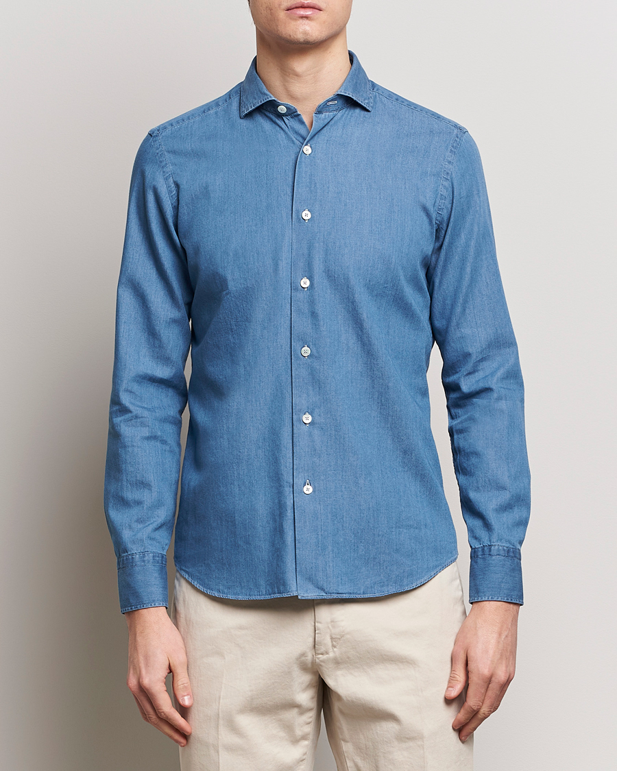 Herren | Hemden | Grigio | Denim Shirt Medium Blue