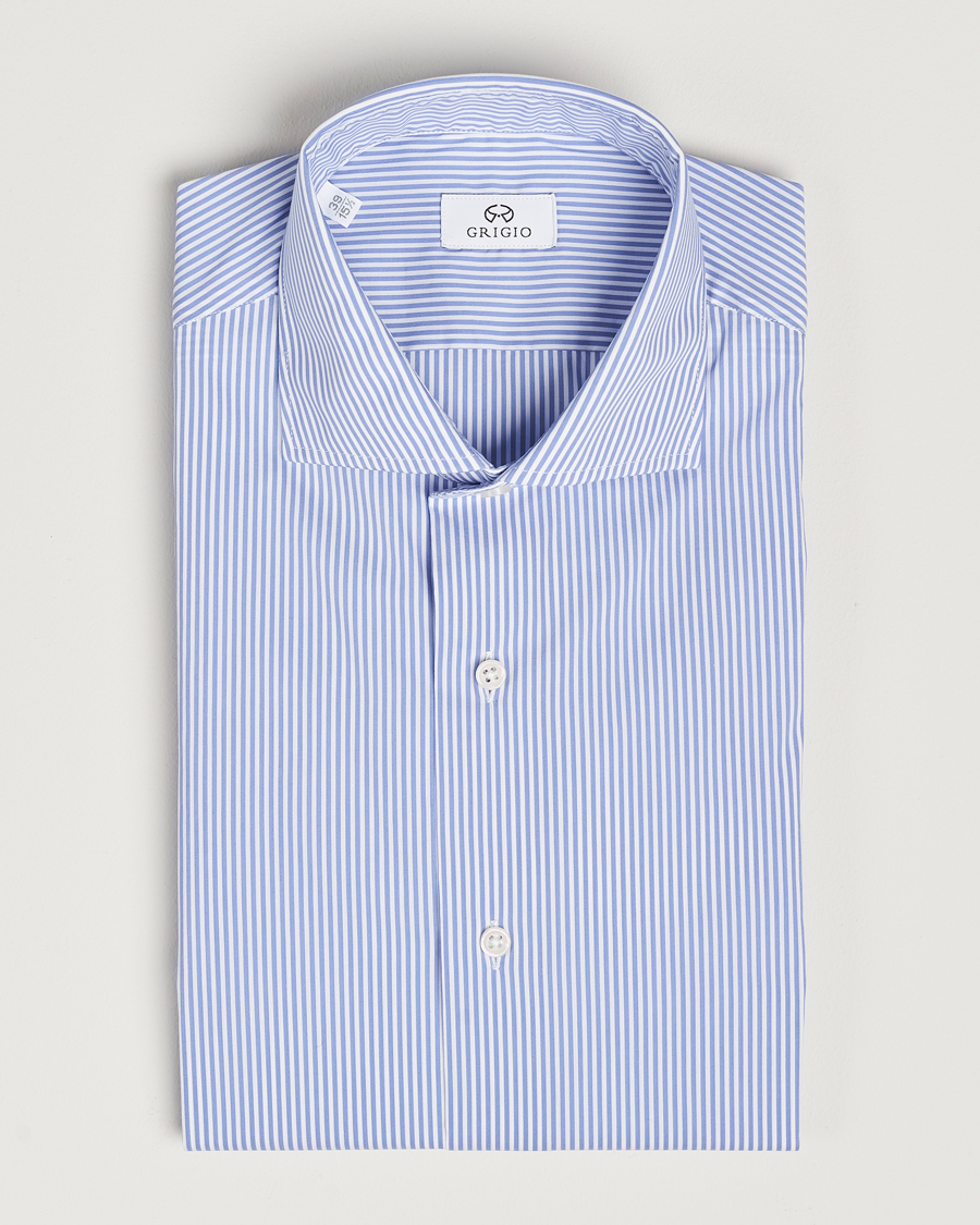Herren | Hemden | Grigio | Comfort Stretch Dress Shirt Light Blue Stripe