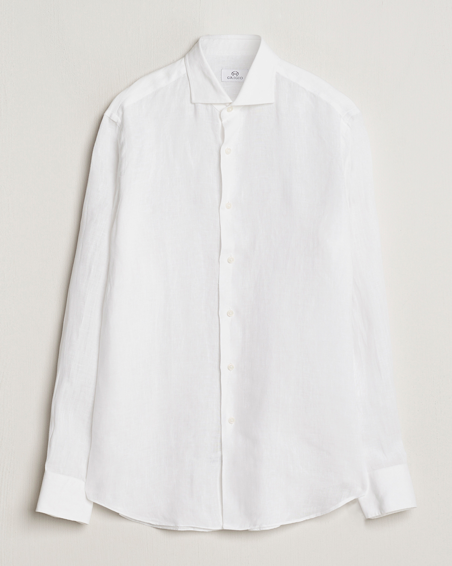 Herren | Hemden | Grigio | Linen Casual Shirt White