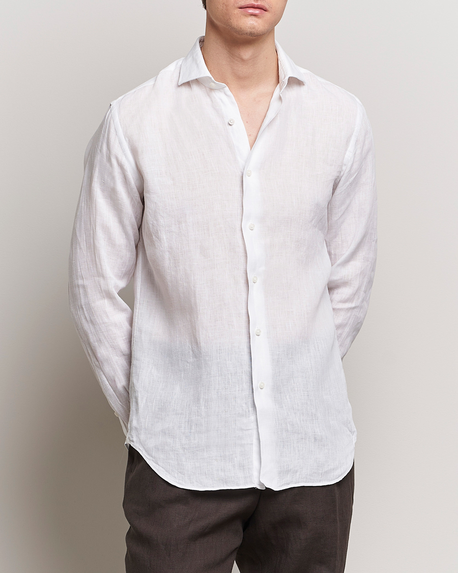 Herren | Grigio | Grigio | Linen Casual Shirt White