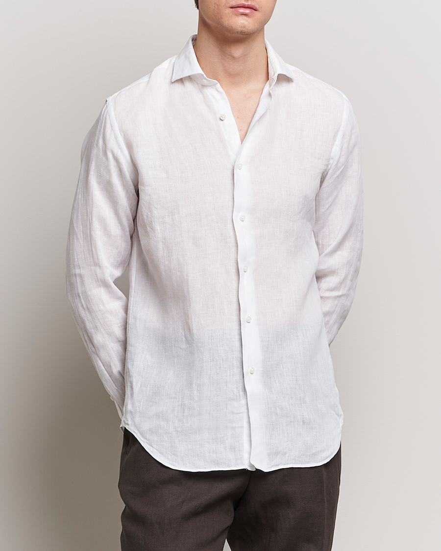 Herren | Hemden | Grigio | Linen Casual Shirt White