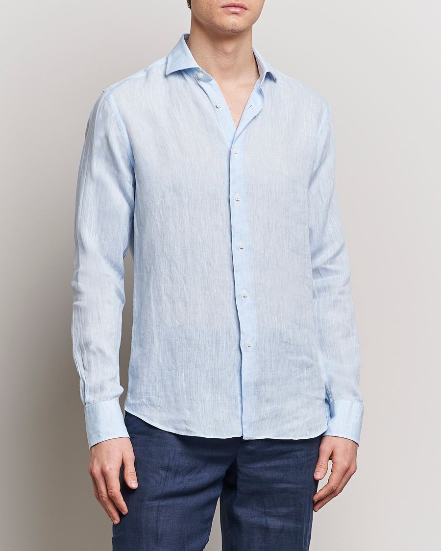 Herren | Kleidung | Grigio | Linen Casual Shirt Light Blue