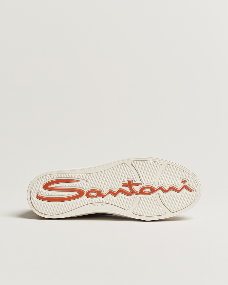 Herren | Santoni Double Buckle Sneakers White/Navy | Santoni | Double Buckle Sneakers White/Navy