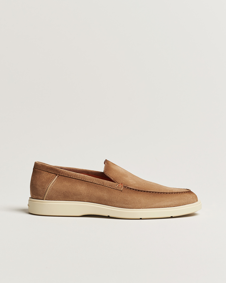 Herren | Santoni Summer Loafers Beige Suede | Santoni | Summer Loafers Beige Suede