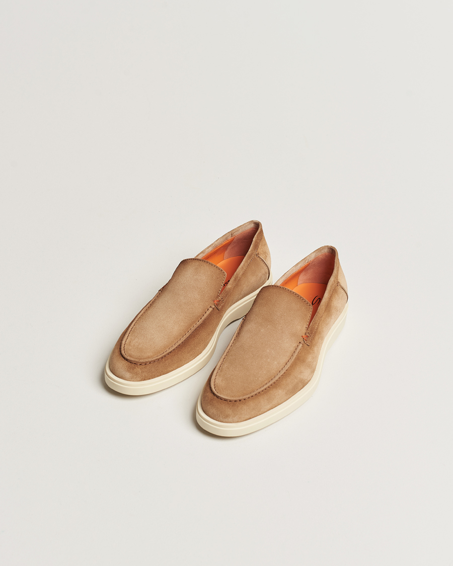 Herren | Santoni Summer Loafers Beige Suede | Santoni | Summer Loafers Beige Suede