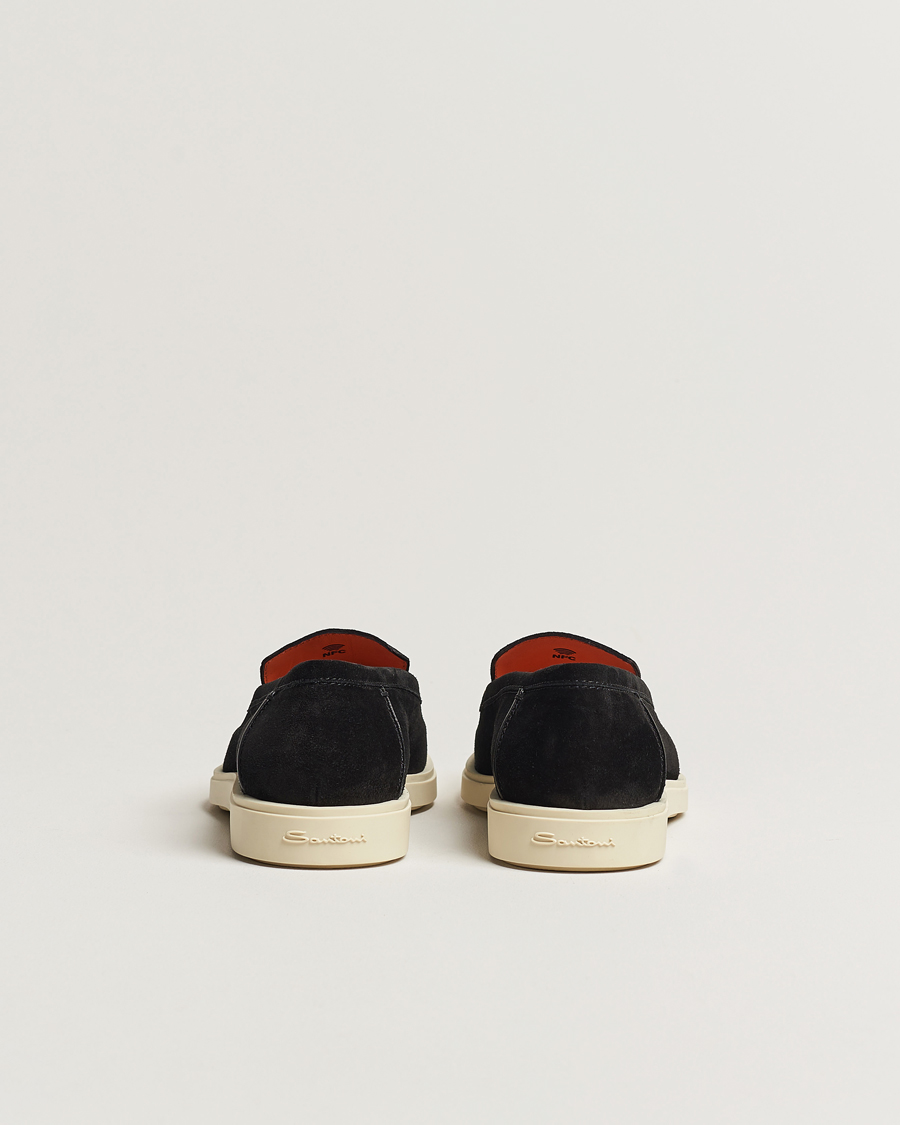 Herren | Santoni Summer Loafers Black Suede | Santoni | Summer Loafers Black Suede
