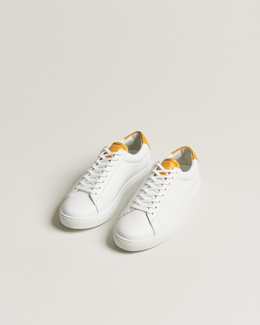 Herren | Zespà ZSP4 Nappa Leather Sneakers White/Yellow | Zespà | ZSP4 Nappa Leather Sneakers White/Yellow