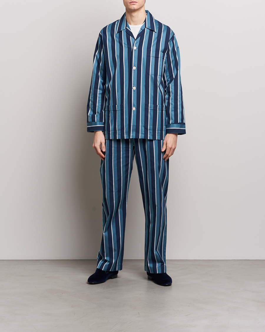 Herren | Schlafanzüge & Bademäntel | Derek Rose | Cotton Striped Pyjama Set Teal