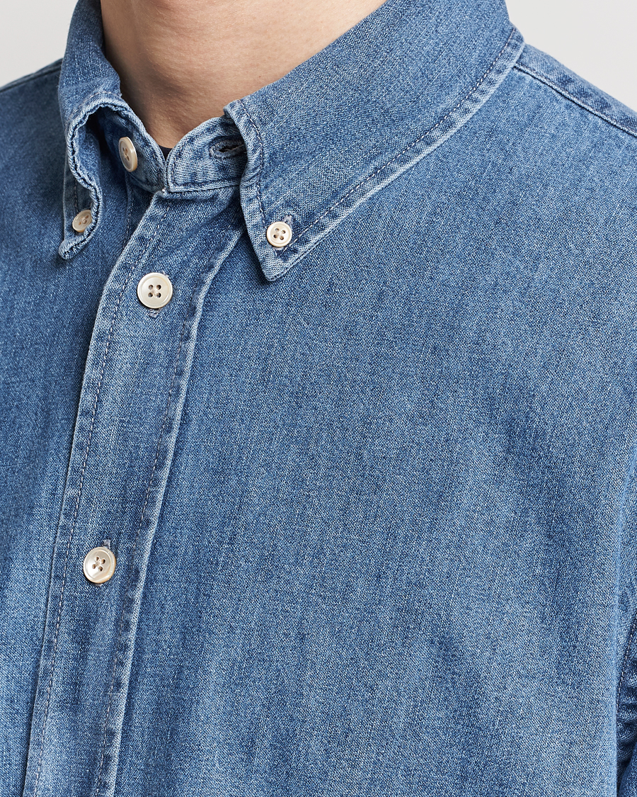 Herren | Hemden | Sunflower | Denim Button Down Shirt Mid Blue