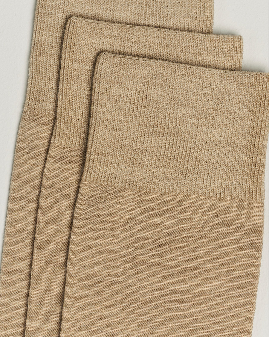 Herren |  | Amanda Christensen | 3-Pack Icon Wool/Cotton Socks Sand