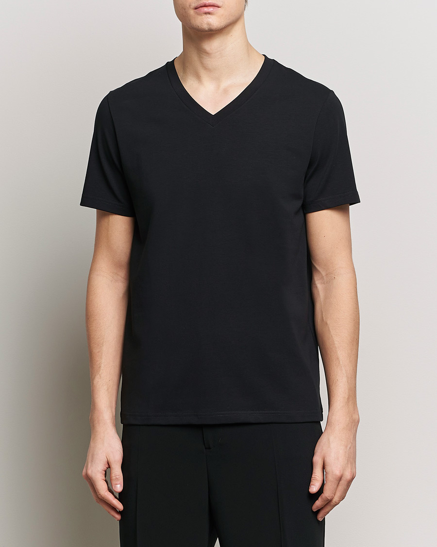 Herren | Schwartze t-shirts | Filippa K | Organic Cotton V-Neck T-Shirt Black