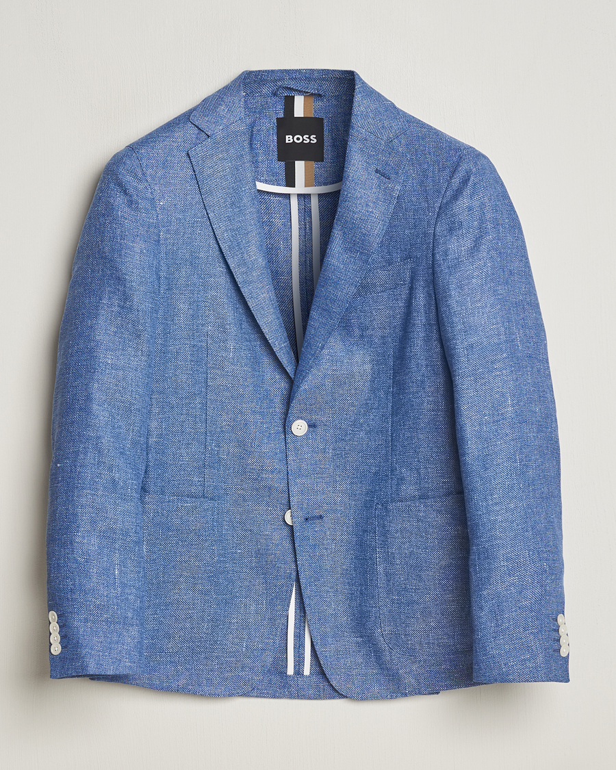 Herren | Sakkos | BOSS BLACK | Hanry Linen Blazer Medium Blue