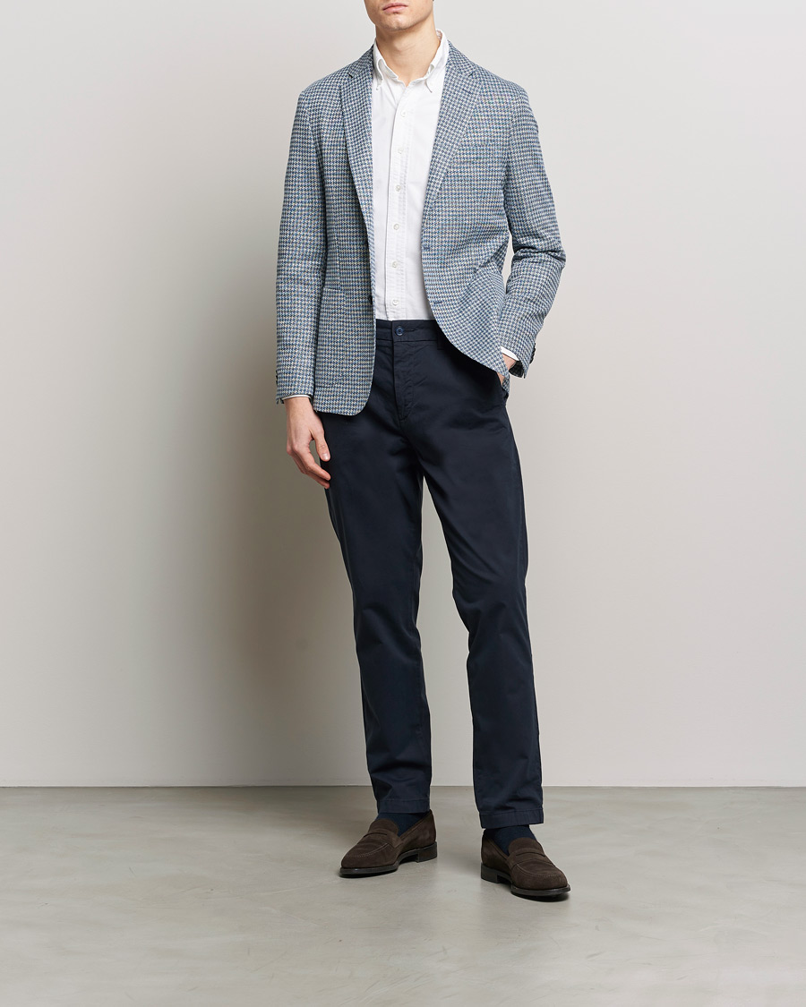 Herren | Sakkos | BOSS BLACK | Hanry Jersey Linen Checked Blazer Bright Blue