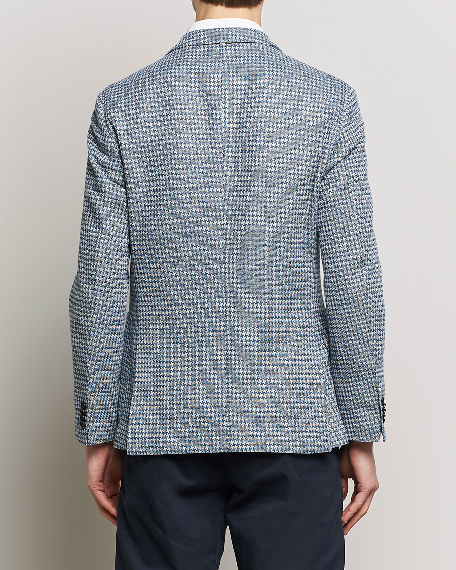 Herren | Sakkos | BOSS BLACK | Hanry Jersey Linen Checked Blazer Bright Blue