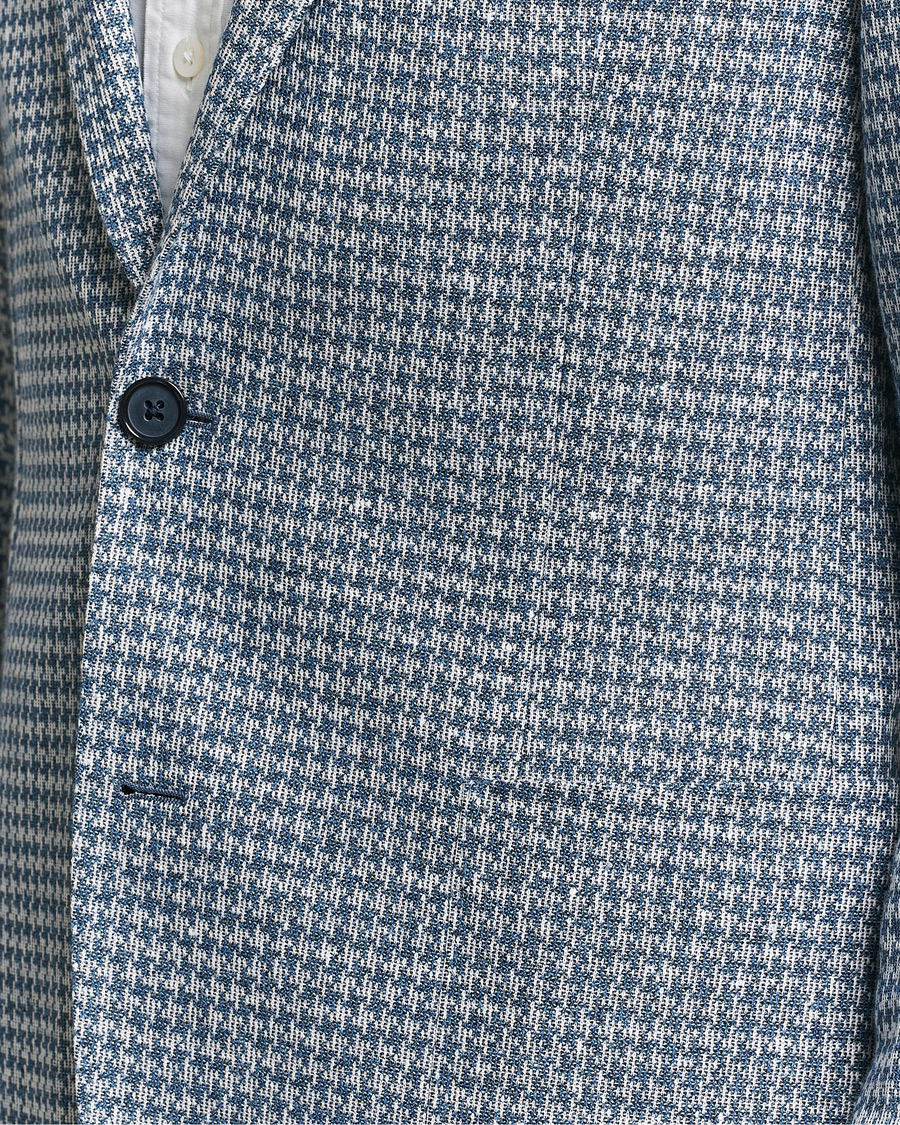 Herren | Sakkos | BOSS BLACK | Hanry Jersey Linen Checked Blazer Bright Blue