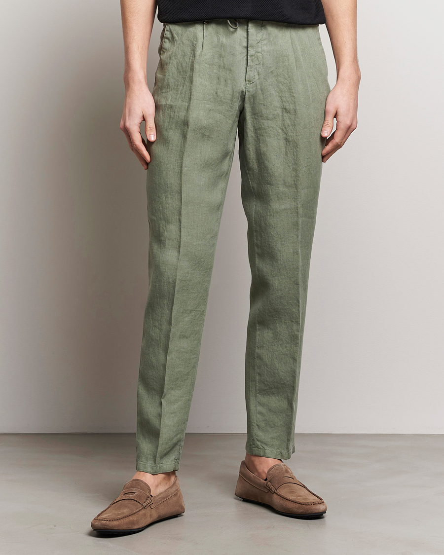 Herren |  | BOSS BLACK | Genius Slim Fit Linen Pants Open Green