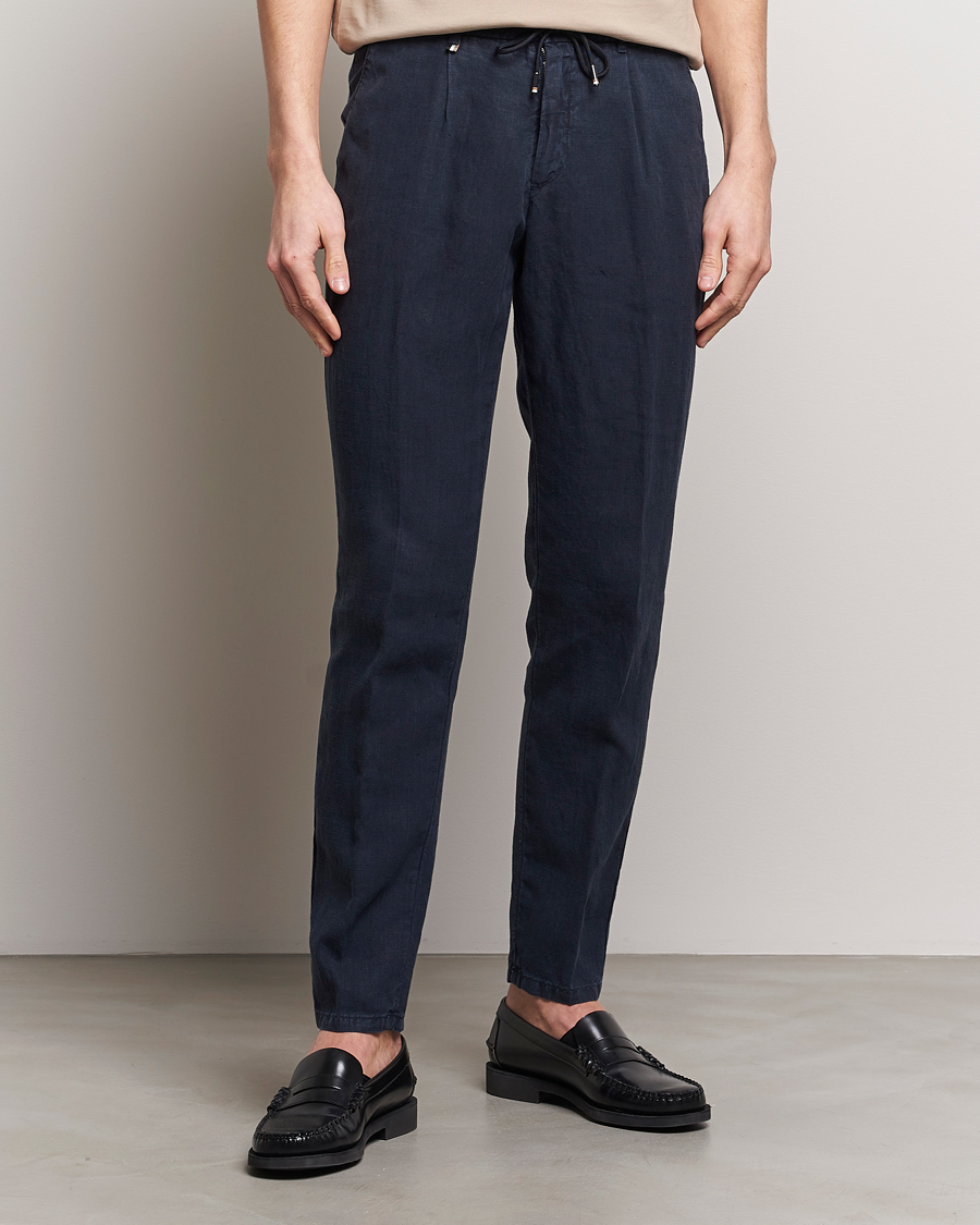 Herren | Kategorie | BOSS BLACK | Genius Slim Fit Linen Pants Dark Blue