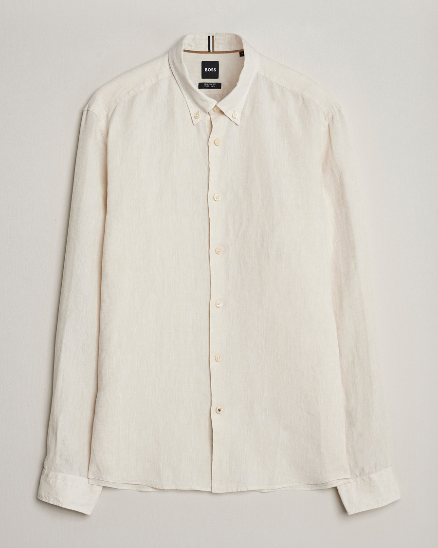 Herren | Hemden | BOSS BLACK | Liam Linen Shirt Open White