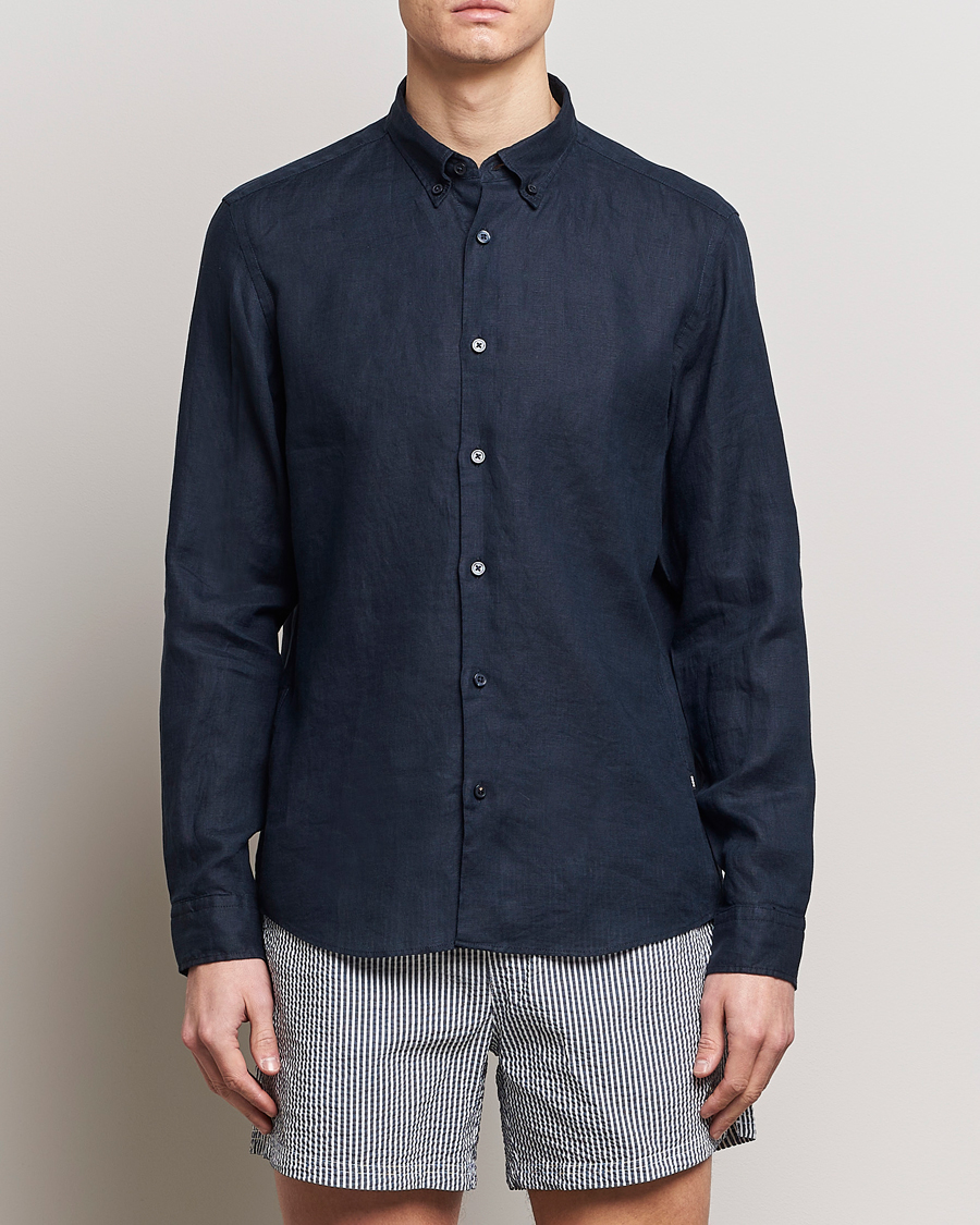 Herren | BOSS BLACK | BOSS BLACK | Liam Linen Shirt Dark Blue