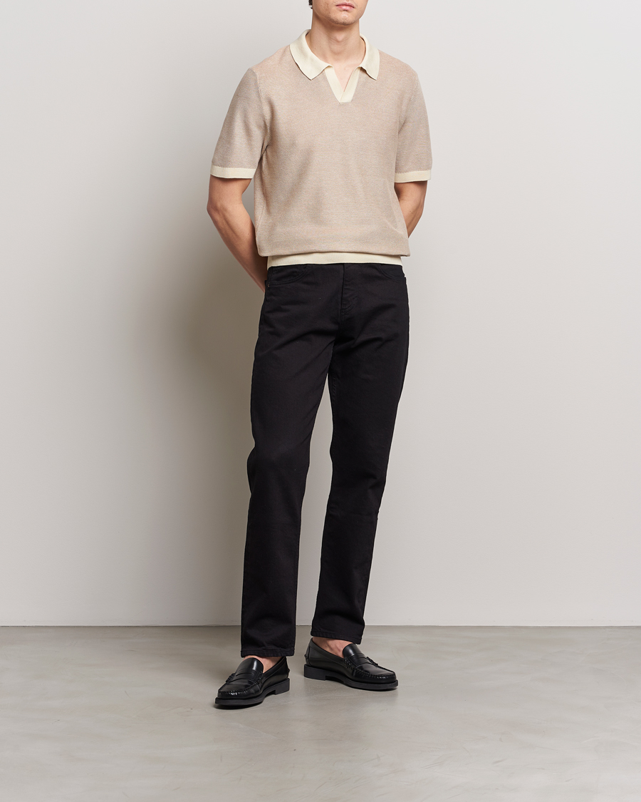 Herren | Poloshirts | BOSS BLACK | Tempio Open Collar Polo Open Beige