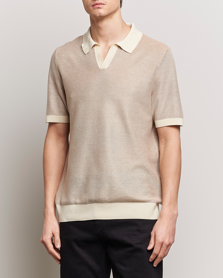 Herren | Poloshirts | BOSS BLACK | Tempio Open Collar Polo Open Beige