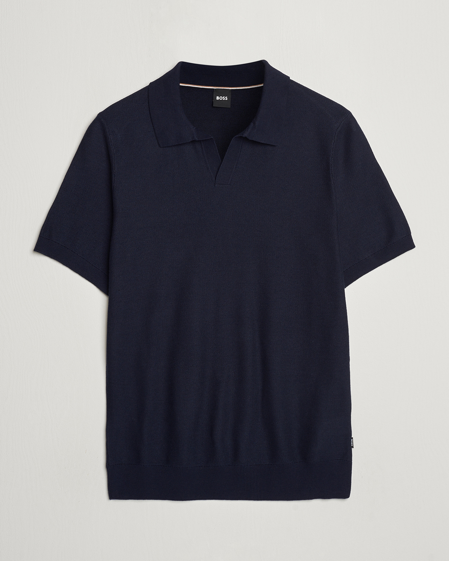 Herren | Poloshirts | BOSS BLACK | Tempio Open Collar Polo Dark Blue