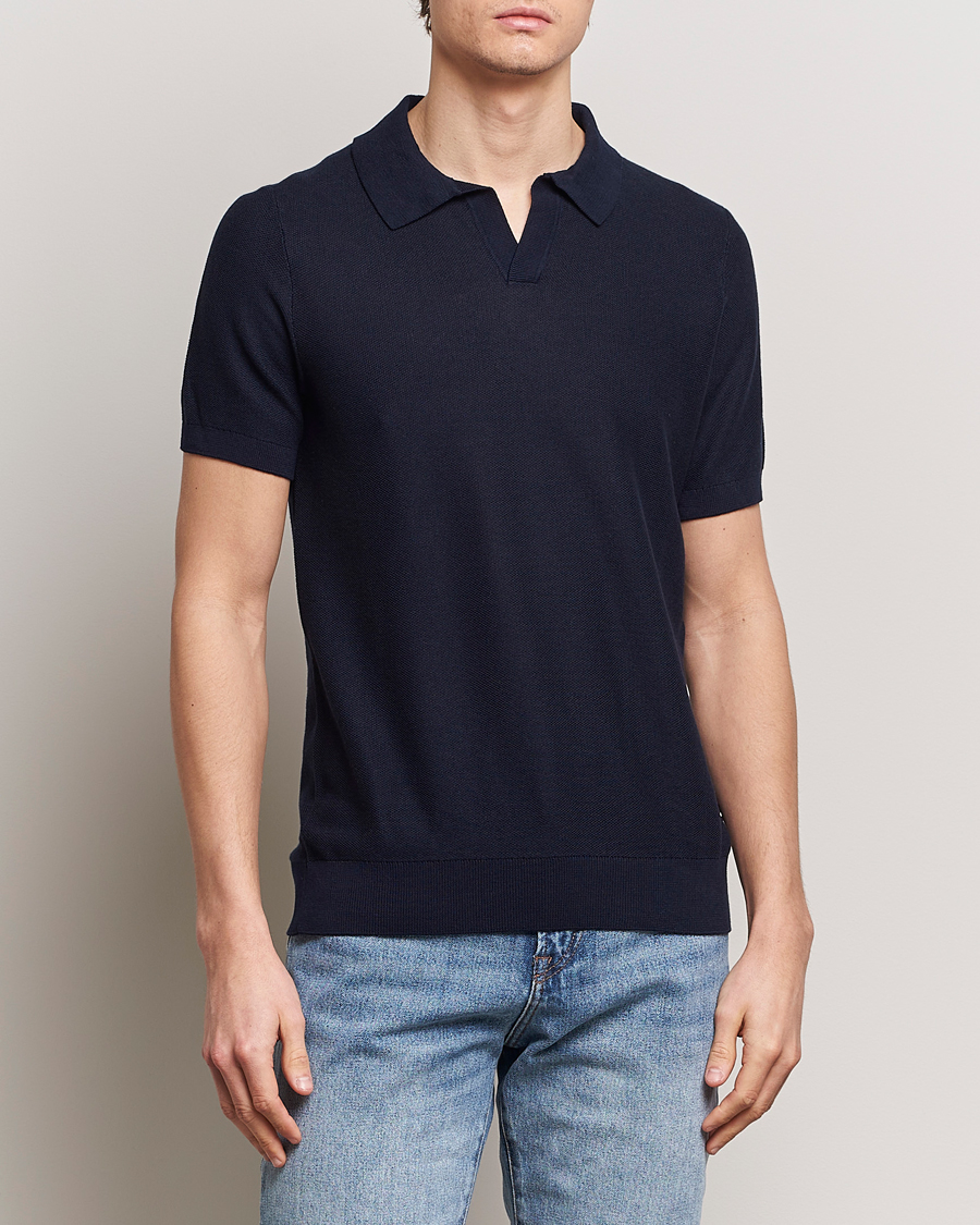 Herren | Poloshirts | BOSS BLACK | Tempio Open Collar Polo Dark Blue