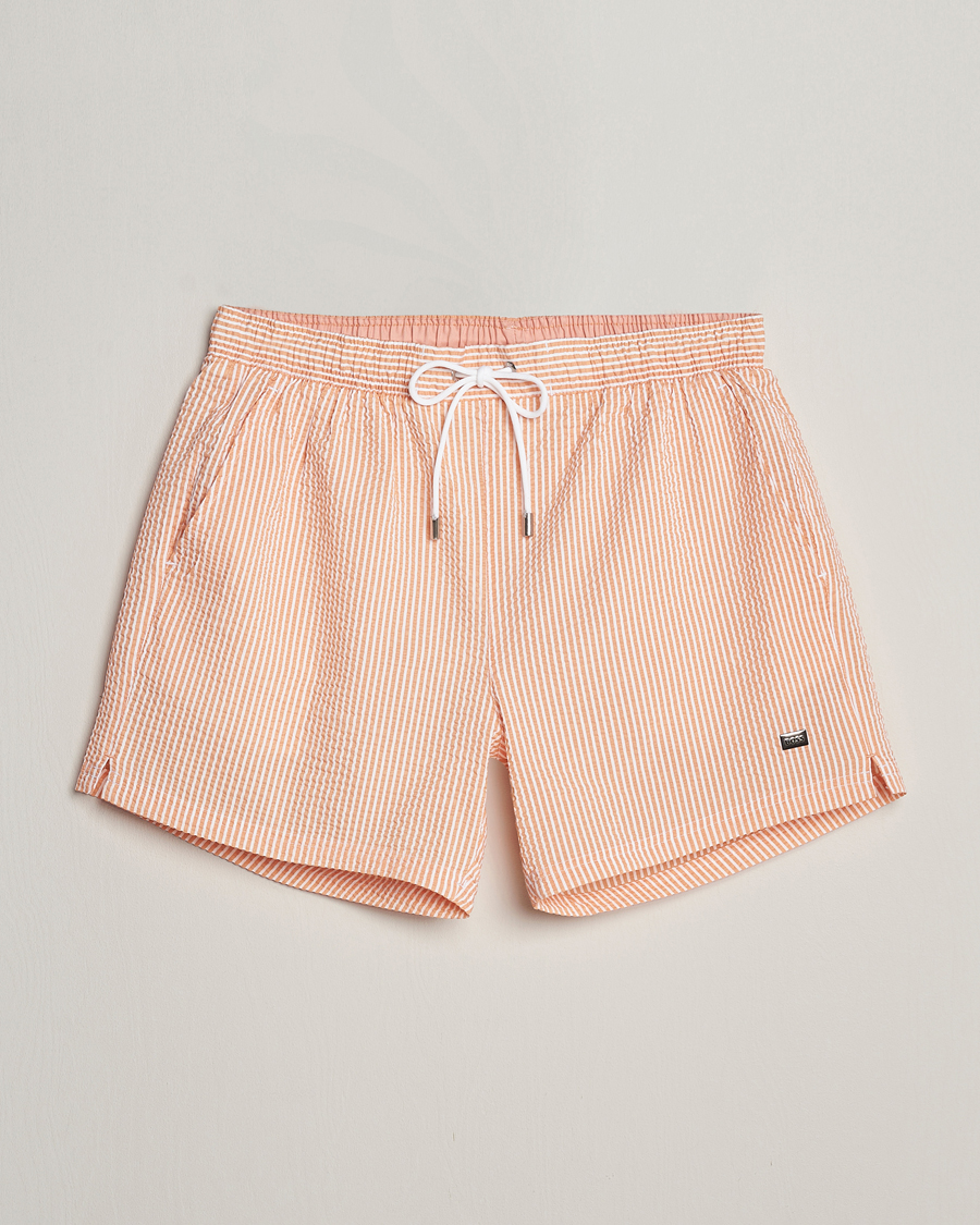 Herren | Badehosen | BOSS BLACK | Velvetfish Seersucker Swimshorts Orange