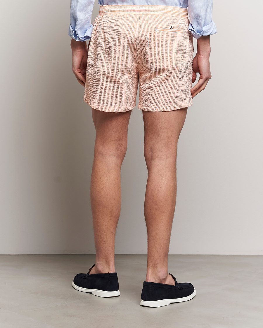 Herren | Badehosen | BOSS BLACK | Velvetfish Seersucker Swimshorts Orange