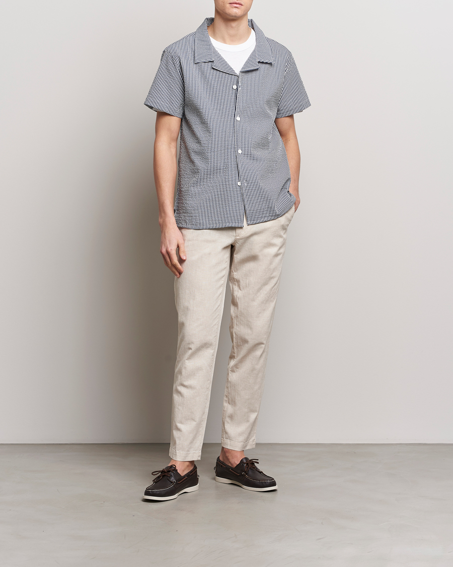 Herren | Hemden | BOSS BLACK | Short Sleeve Open Collar Shirt Navy